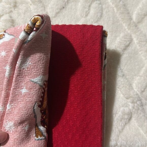 Martha Stewart 3 Cotton Pink Red White Christmas Homes Kitchen Tea Towels - Picture 6 of 8